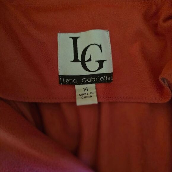 Lena Gabrielle Distressed FAUX Leather Jacket in Red - Picture 6 of 6